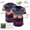 Custom Blue Royal-Bay Orange Texas Sunset Night Landscape City Edition Authentic Baseball Jersey