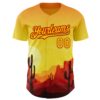 Custom Yellow Red Texas Sunset Southwest Landscape City Edition Authentic Baseball Jersey