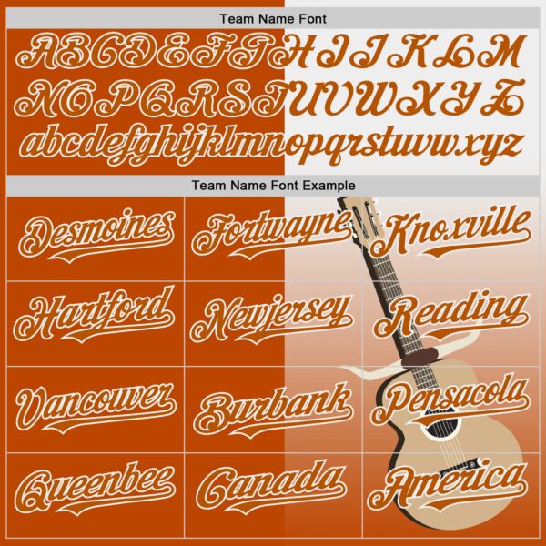Custom Texas Orange White Texas Guitar City Edition Authentic Baseball Jersey