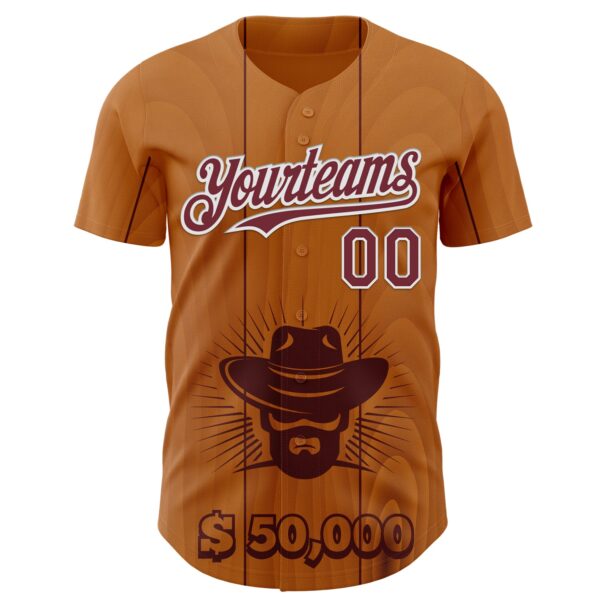 Custom Brown Burgundy-White Texas Cowboy City Edition Authentic Baseball Jersey