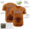 Custom Brown Burgundy-White Texas Cowboy City Edition Authentic Baseball Jersey
