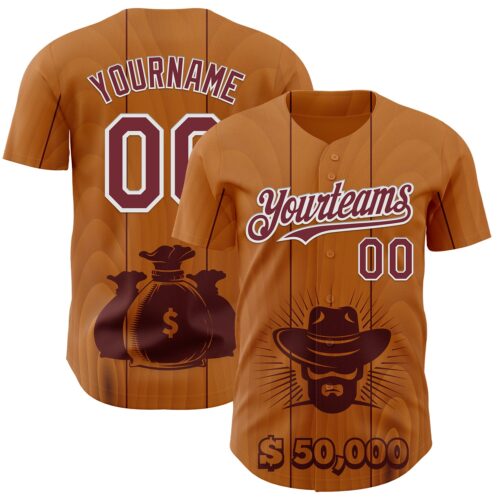 Custom Brown Burgundy-White Texas Cowboy City Edition Authentic Baseball Jersey