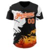 Custom Black Orange-White Texas Sunset Southwest Landscape City Edition Authentic Baseball Jersey