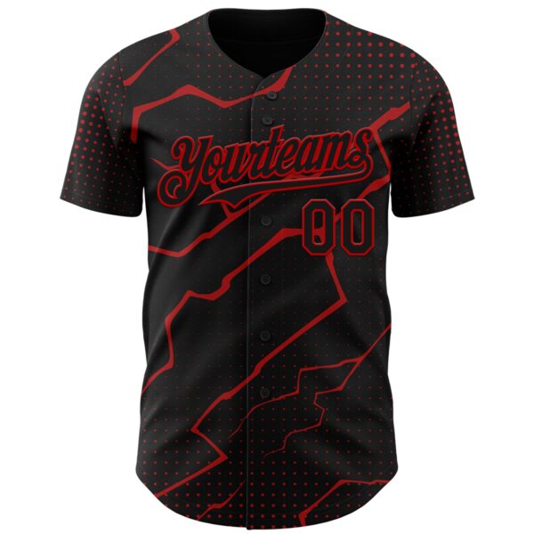 Custom Black Red Lightning Polka Dot Authentic Baseball Jersey