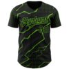 Custom Black Aurora Green Lightning Polka Dot Authentic Baseball Jersey