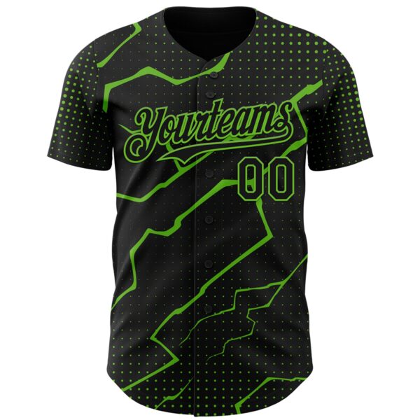 Custom Black Aurora Green Lightning Polka Dot Authentic Baseball Jersey