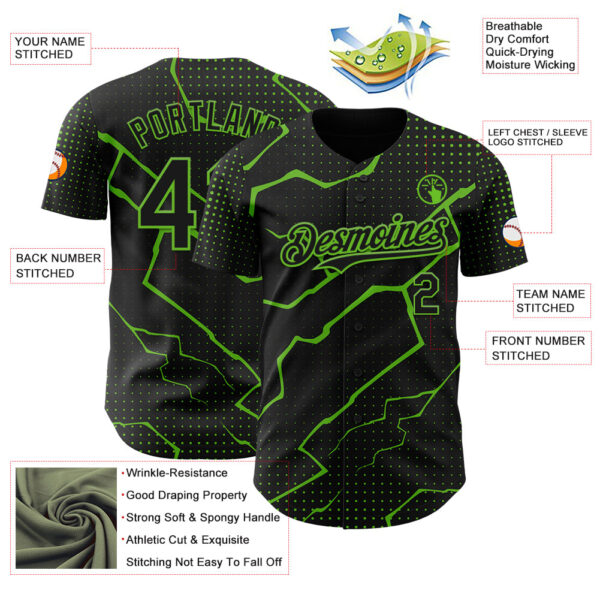 Custom Black Aurora Green Lightning Polka Dot Authentic Baseball Jersey