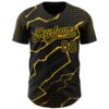 Custom Black Yellow Lightning Polka Dot Authentic Baseball Jersey