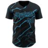 Custom Black Sky Blue Lightning Polka Dot Authentic Baseball Jersey