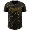 Custom Black Old Gold Lightning Polka Dot Authentic Baseball Jersey