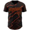 Custom Black Orange Lightning Polka Dot Authentic Baseball Jersey