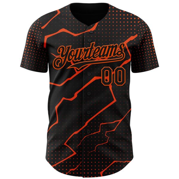 Custom Black Orange Lightning Polka Dot Authentic Baseball Jersey