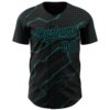 Custom Black Teal Lightning Polka Dot Authentic Baseball Jersey