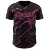 Custom Black Pink Lightning Polka Dot Authentic Baseball Jersey