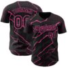 Custom Black Pink Lightning Polka Dot Authentic Baseball Jersey