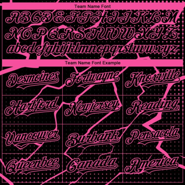 Custom Black Pink Lightning Polka Dot Authentic Baseball Jersey