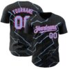 Custom Black Light Blue-Pink Lightning Polka Dot Authentic Baseball Jersey
