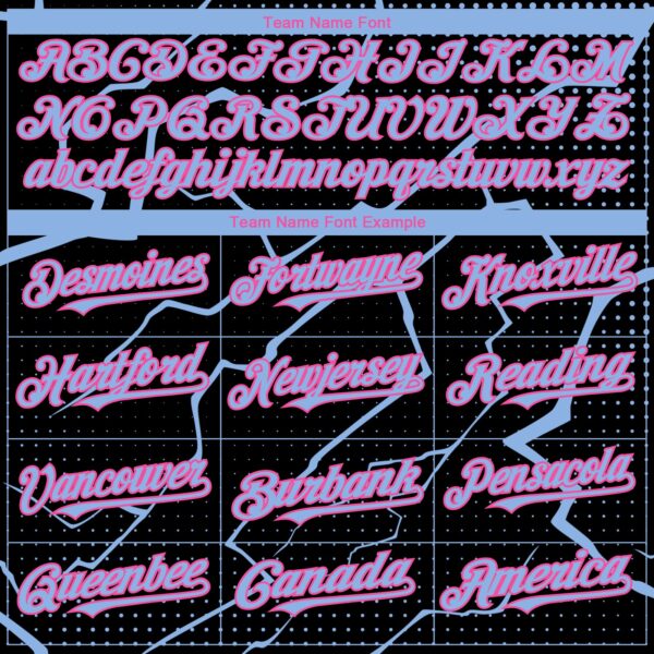 Custom Black Light Blue-Pink Lightning Polka Dot Authentic Baseball Jersey