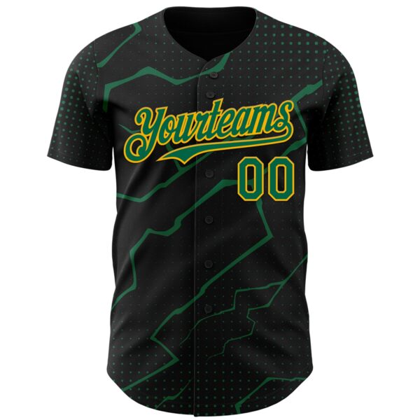 Custom Black Kelly Green-Gold Lightning Polka Dot Authentic Baseball Jersey