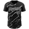 Custom Black White Lightning Polka Dot Authentic Baseball Jersey