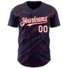 Custom Navy White-Red Lightning Polka Dot Authentic Baseball Jersey