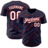 Custom Navy White-Red Lightning Polka Dot Authentic Baseball Jersey