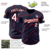 Custom Navy White-Red Lightning Polka Dot Authentic Baseball Jersey