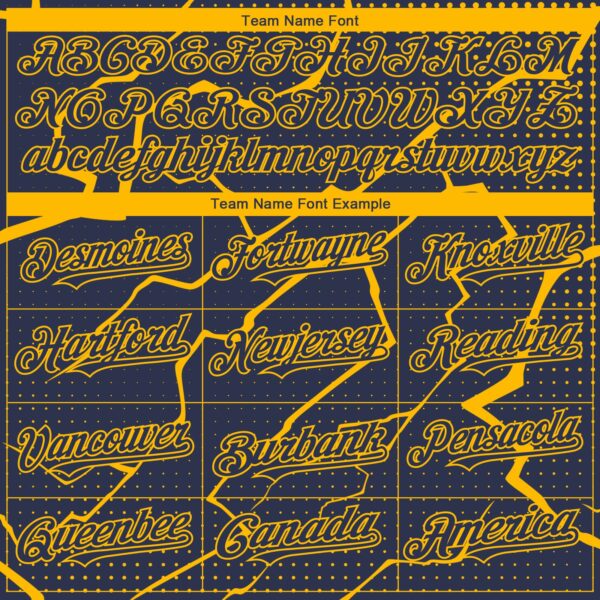 Custom Navy Gold Lightning Polka Dot Authentic Baseball Jersey