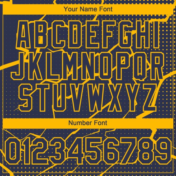 Custom Navy Gold Lightning Polka Dot Authentic Baseball Jersey