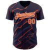 Custom Navy Orange-White Lightning Polka Dot Authentic Baseball Jersey