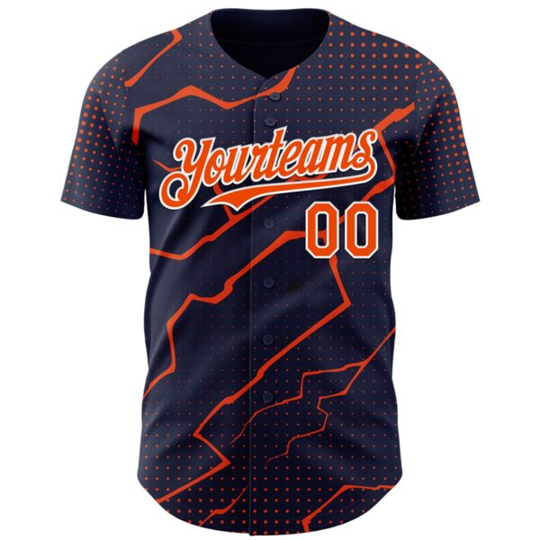 Custom Navy Orange-White Lightning Polka Dot Authentic Baseball Jersey