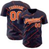 Custom Navy Orange-White Lightning Polka Dot Authentic Baseball Jersey