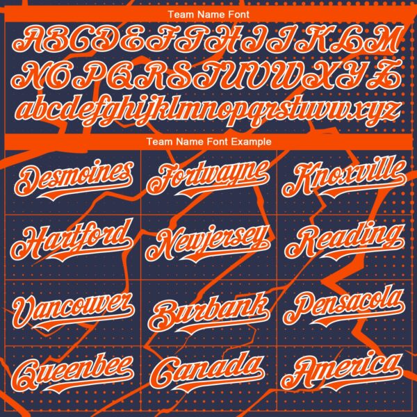 Custom Navy Orange-White Lightning Polka Dot Authentic Baseball Jersey