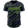 Custom Navy Neon Green Lightning Polka Dot Authentic Baseball Jersey