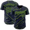 Custom Navy Neon Green Lightning Polka Dot Authentic Baseball Jersey