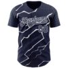 Custom Navy White Lightning Polka Dot Authentic Baseball Jersey