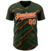 Custom Green Orange-White Lightning Polka Dot Authentic Baseball Jersey