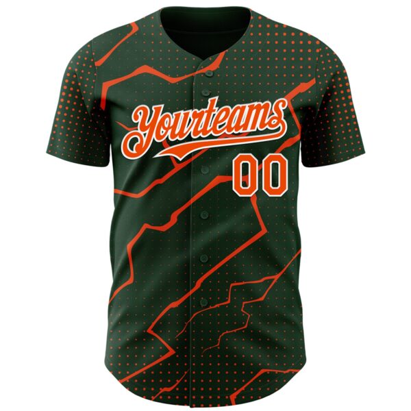 Custom Green Orange-White Lightning Polka Dot Authentic Baseball Jersey