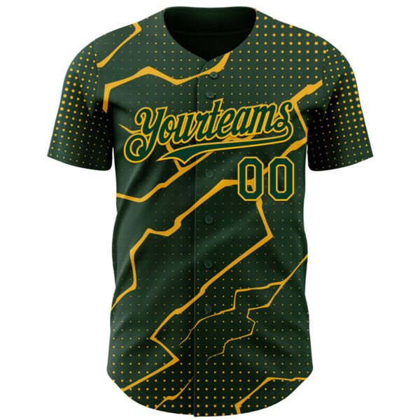 Custom Green Gold Lightning Polka Dot Authentic Baseball Jersey