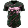 Custom Green White-Pink Lightning Polka Dot Authentic Baseball Jersey
