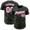 Custom Green White-Pink Lightning Polka Dot Authentic Baseball Jersey