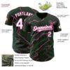 Custom Green White-Pink Lightning Polka Dot Authentic Baseball Jersey