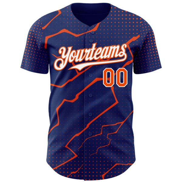 Custom Royal Orange-White Lightning Polka Dot Authentic Baseball Jersey