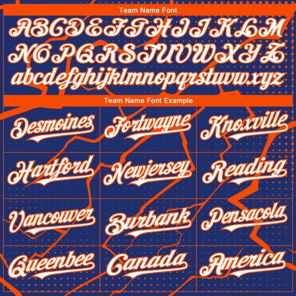 Custom Royal Orange-White Lightning Polka Dot Authentic Baseball Jersey