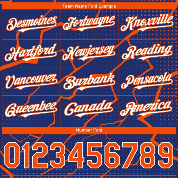 Custom Royal Orange-White Lightning Polka Dot Authentic Baseball Jersey