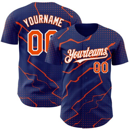 Custom Royal Orange-White Lightning Polka Dot Authentic Baseball Jersey