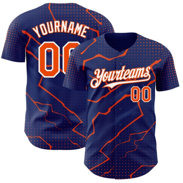 Custom Royal Orange-White Lightning Polka Dot Authentic Baseball Jersey