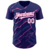 Custom Royal White-Pink Lightning Polka Dot Authentic Baseball Jersey