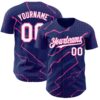 Custom Royal White-Pink Lightning Polka Dot Authentic Baseball Jersey
