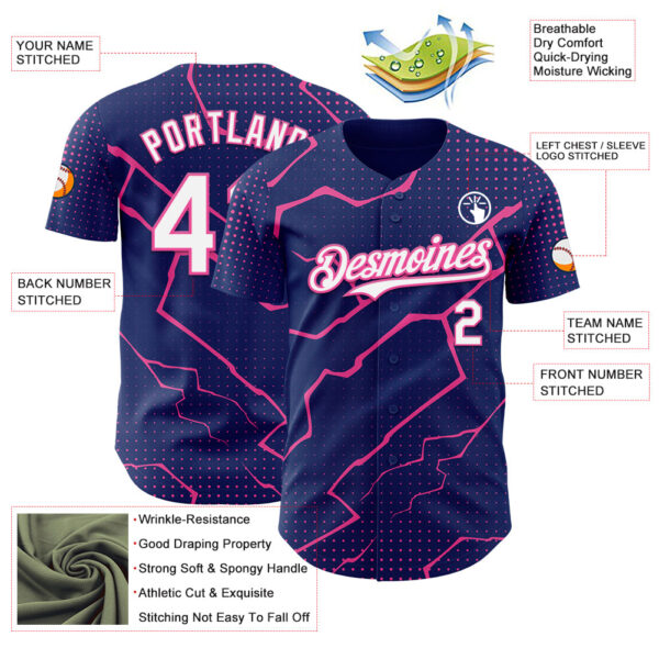 Custom Royal White-Pink Lightning Polka Dot Authentic Baseball Jersey